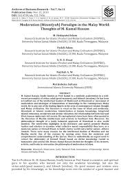 Pdf Moderation Wasatiyah Paradigm In The Malay World Thoughts Of M