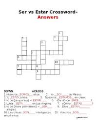 ser vs estar printable crossword uses verb chart no prep