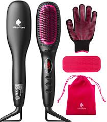 If you don't have time to brush your hair through, then sit straightening it with an iron, and then brush it through again, you need a hair straightener brush. Amazon Com Hair Straightener Brush With Ionic Generator By Miropure 30s Fast Mch Ceramic Even Heating 11 Temperature Control Professional For Straightening Or Curling Black Beauty