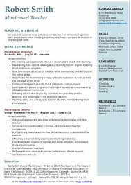 Mar 27, 2018 · our work with teachers & careers education young people: Montessori Teacher Resume Samples Qwikresume