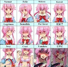 Gasai Yuno Faces Mirai Nikki Yandere Anime Yandere Personazh anime, mangi i ranobe. gasai yuno faces mirai nikki yandere
