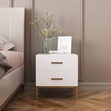 Kanas Bedside Table Two Drawers White Night Stands Modern Bedside End Table Side Table Livingroom Modern H In 2020 Modern Nightstand Modern Bedside White Nightstand