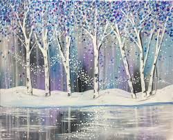 Shimmering Winter Woods Winter Art Winter Painting Canvas Painting Diy