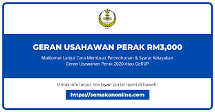 Bantuan peralatan perniagaan 1 azam. Permohonan Geran Usahawan Perak Gerup Rm3 000