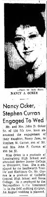 Engagement of Nancy Jane Ocker & Stephen M Curran