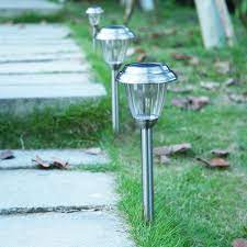 Voona Solar Led Outdoor Lights 8 Pack Stainless Steel Pathway Landscape Lights For Outdoor Path Patio Yard Deck Driveway And Garden Silver Led Outdoor Lighting Best Solar Garden Lights Solar Lights Garden
