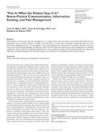 Pdf Pain Is What The Patient Says It Is Nurse Patient Communication Information Seeking And Pain Management