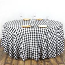 Black And White Checkered Tablecloth Fabric Buffalo Plaid Tablecloth 108 Round White Black Checkered Gingham Polyester Tablecloth In 2020 Checkered Tablecloth White Table Cloth Table Cloth
