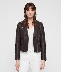 Women S Dalby Leather Biker Jacket Dark Pebble Grey Image 1 All Saints Leather Jacket Leather Jackets Women Biker Jacket