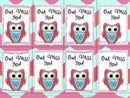 Free owl miss you printable templat : Owl Miss You Gift Tags Student Teacher Gifts Miss You Gifts Gifts Student