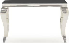 The louis philip dresser and mirror is modern in style. Vida Living Louis Black Glass Console Table Cfs Furniture Uk
