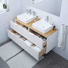 Mdf • vanity base finish: Godmorgon Tolken Tornviken Vanity Countertop And 17 3 4 Sink White Bamboo Dalskar Faucet Ikea In 2021 Ikea Godmorgon White Vanity Bathroom Bathroom Vanity