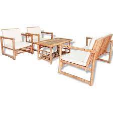 Et pour dîner, notre cœur est conquit découvrez notre gamme d'abris de jardin en bambou. Salon De Jardin 4 Pcs Avec Coussins Bambou