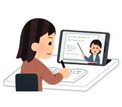 オンライン授業を受ける学生のイラスト（女性） | かわいいフリー素材 ...