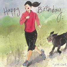 Lady Runner Birthday Card By Alex Clark Girl Dog Run Keep Fit Happy Birthday Fitness Girl Birthday Cards Girl And Dog