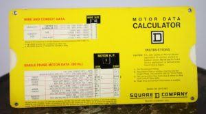 1975 Square D Company Slide Chart Motor Data Calculator