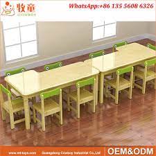 Scientifically measured sizes of the table and the chair fit the child well, forming a good sitting posture from an early age, and allow the child to gain a long time. China Cowboy Log Wood Preschool Table And Chair Set For Kids China Table And Chair Set Preschool Table And Chair Set