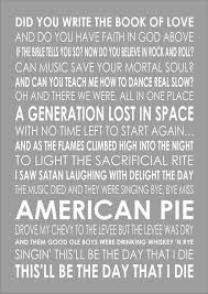 Don Mclean American Pie Word Words Song Lyric Lyrics Wall Art Typography Ebay American Pie Song Lyrics Song Lyrics Lyrics