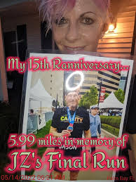 These miles are for you, Jason Zarate! I haven't ran in 4 weeks. I injured  my knee and been resting it. It felt good this morning for a walk. You were  on