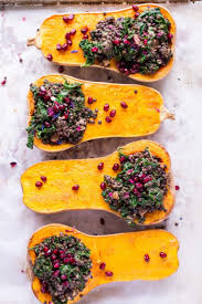 Christmas Menu Entree Holiday Stuffed Butternut Squash With Lentils And Kale Heavenlynn Healthy Recipe Butternut Squash Winter Squash Recipes Butternut