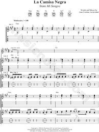 Juanes La Camisa Negra Guitar Tab In C Major Download Print Guitar Tabs Spanish Music Guitar