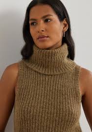 Lauren Ralph Lauren Wool Blend Sleeveless Turtleneck Sweater