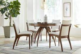 For modern design lovers who want to channel the past, the french kitchen bistro table is perfectly charming with a carrera marble top and a steel and aluminum base. Amish Mid Century Dining Set Modern Round Table Upholstered Chairs Solid Wood Ebay