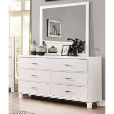 Furniture Of America Bevan 6 Drawer Dresser With Mirror White Idf 7068wh Dm White Dresser With Mirror Dresser With Mirror White Dresser