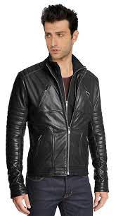 Leather Biker Jacket With Stitched Detailing Mens Leather Jacket Biker Leather Jacket Men Jackets Men Fashion