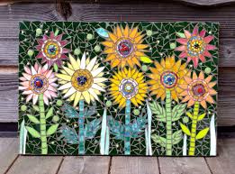 Zany Daisies Mixed Media Mosaic Outdoor Wall Art By 22mosaics Mosaic Wall Art Mosaic Flowers Mosaic Garden