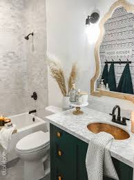 Make the most of small bathrooms with these functional and beautiful decor ideas. Small Modern Farmhouse Bathroom Lolly Jane Diy Bathroom Remodel Modern Farmhouse Bathroom Bathroom Decor