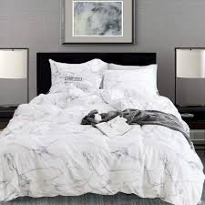 Queen and king bedroom furniture sets, expertly designed and crafted for luxurious comfort, include the bed, nightstand and dresser with mirror. Amazon Com Karever White Marble Duvet Cover Set Twin Size Grey Texture Vein On White Comforter Cover Gray Grain Bedding Abstract Style Kitchen Dining