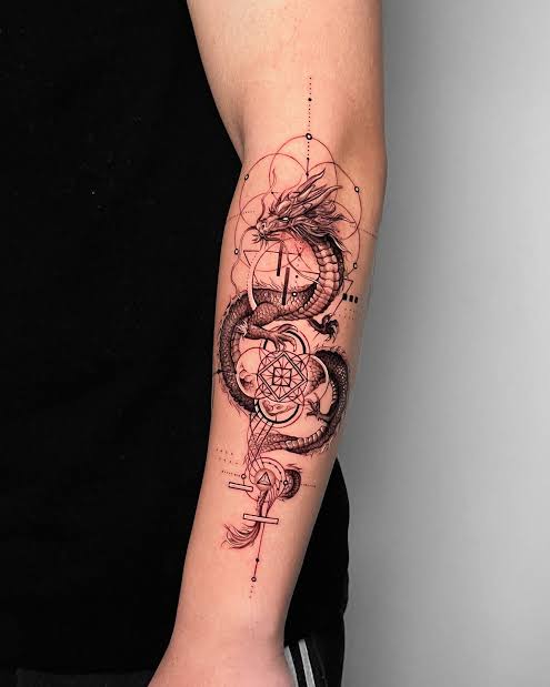 Geometric Dragon Piece Thank you, Jordan!! #dragontattoo ...