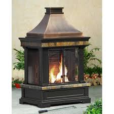Sunjoy Brownston Steel Wood Outdoor Fireplace Reviews Wayfair With Images Outdoor Fireplace Outdoor Fire Mediterranean Decor