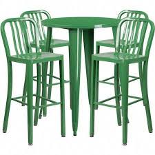 Flash Furniture 30 Round Metal Indoor Outdoor Bar Table Set With 4 Vertical Slat Back Barstools Multiple Colors Walmart Com In 2020 Outdoor Bar Table Outdoor Table Settings Bar Table And Stools