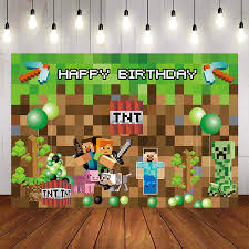Minecraft windows 7 theme with 6 cool minecraft wallpapers. Minecraft Backdrop For Photography Baby Shower Kids Birthday Background Birthday Sandbox Game Party Decor Custom Name Photo Shopee Philippines