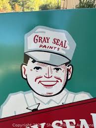 Gray Seal Paints Metal Painted Sign Auction