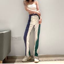 That is, if you do it right color blocking is an '80s trend th. Buy 1 Side Color Block Vintage Straight Pants