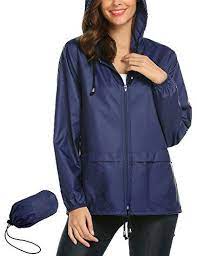 Lomon Womens Waterproof Lightweight Raincoat Hooded Outdoor Hiking Packable Rain Jacket Outdoor Travel Trench Navy Blue S All4hiking Com Packable Rain Jacket Rain Jacket Hooded Rain Jacket