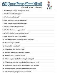 We're about to find out if you know all about greek gods, green eggs and ham, and zach galifianakis. 20 Questions About Dad To Ask Your Children Mrs Merry
