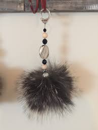 Ponpon Porte Cle Fourrure Gris Creation Nathalie Noel Et Filles Jewelry Pom Pom Keychain