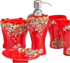Red Bathroom Set You'll love the soft underfoot feel of our shag, woven chenille and loop bathroom rugs. red rose bathroom set 5pcs