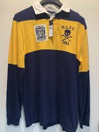 Black And Yellow Rugby Shirt Polo Ralph Lauren Rugby Shirt Rl Skull Patch Logo Navy Yellow Sz L Msrp 168 Nwt Ralph Lauren Rugby Shirt Rugby Shirt Polo Ralph Lauren