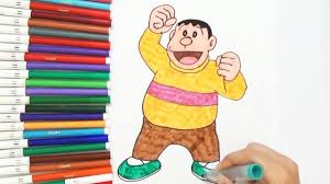 How To Draw Gian From Doraemon D4k Oil Pastel Art Drawings Cartoon Drawings