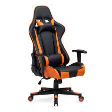 mieres high back racing office pu leather gaming chair with headrest lumbar support black and orange gaming chair reclining office chair rocker recliners