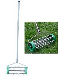 If you have a small lawn that has soft soil, a manual lawn aerator is decent enough and a good budget option. Saxon Rolling Lawn Aerator Roller Spike Tool Rolling Garden Scarifier Yard Grass Ebay
