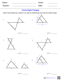 The angles and sides of one triangle will be identical to the two triangles are similar if they have all three pairs of sides in the same ratio. Geometry Worksheets Similarity Worksheets