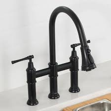 kraus matte black 2 handle deck mount