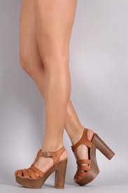 Bamboo Fisherman Chunky Faux Wooden Platform Heel Heels Platform Heels Chunky Platform Heels