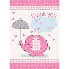 Baby shower thank you cards from zazzle. Pink Elephant Girl Baby Shower Thank You Cards 8ct Walmart Com Walmart Com